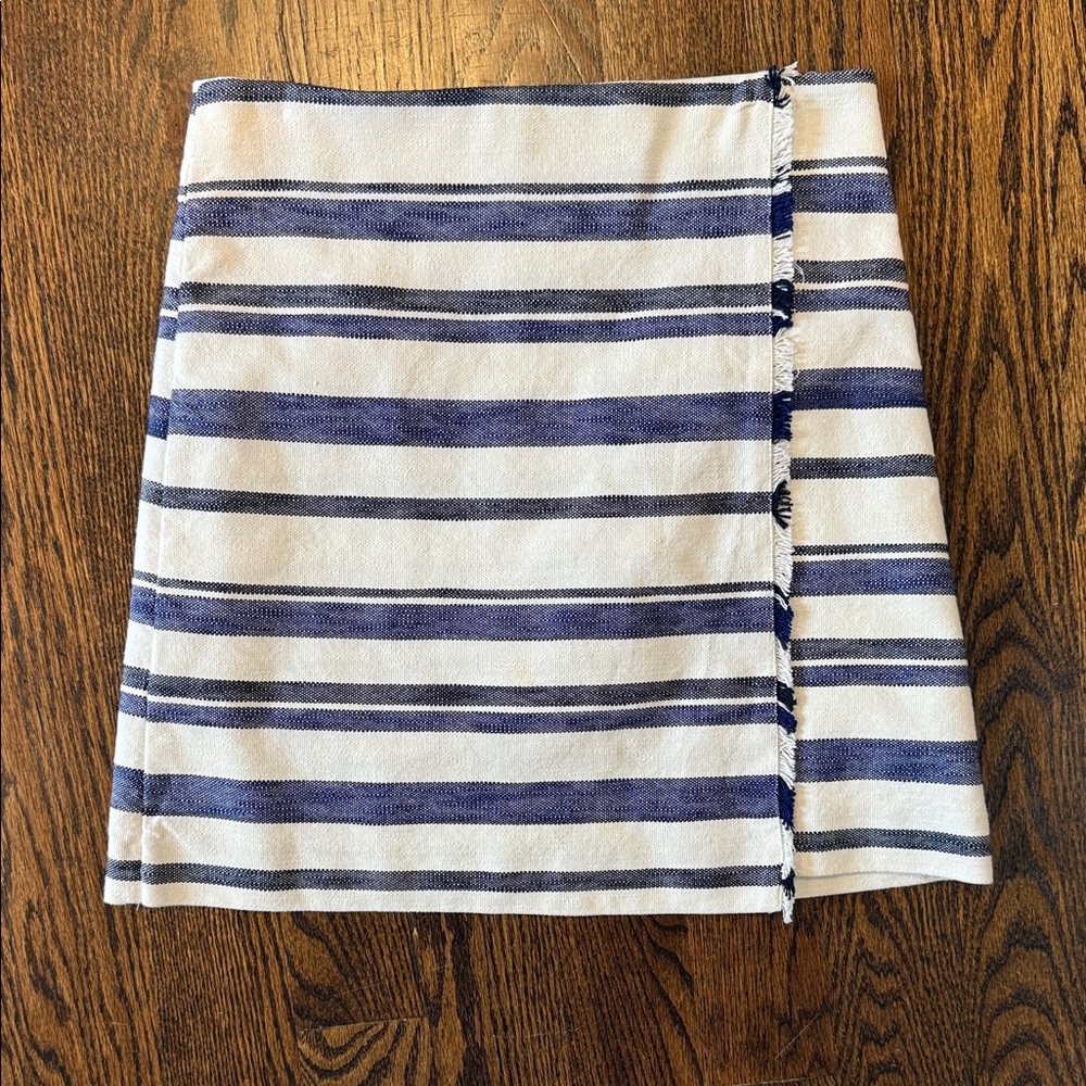Loft Women's Aline Faux Front Striped Blue and White Skirt Size 8